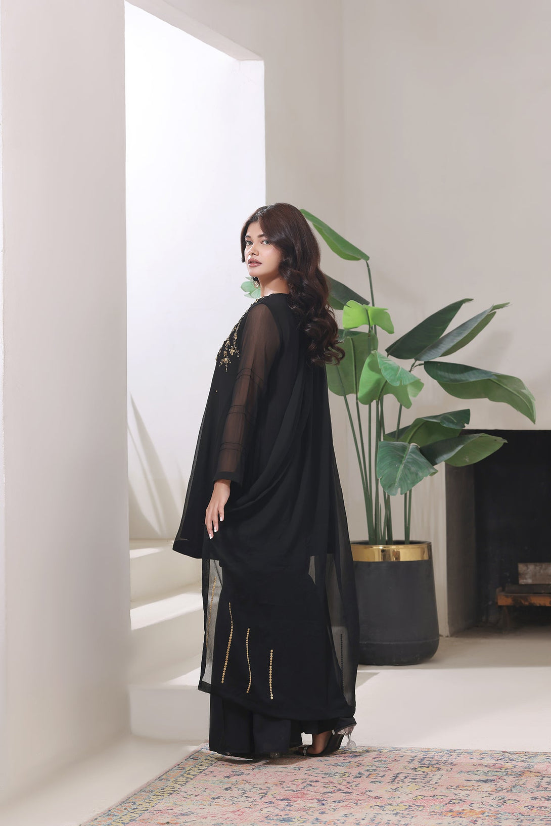 3-Piece Stitched Timeless Aqua Blue Hand-Embroidered Sheep