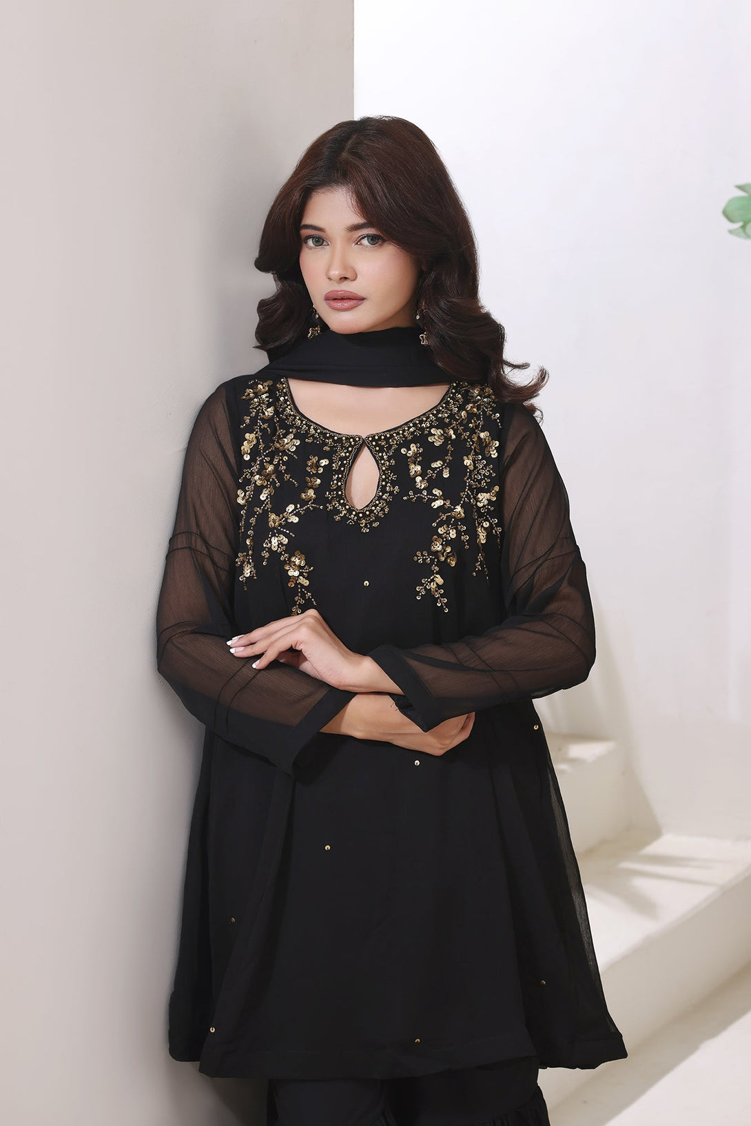 3-Piece Stitched Timeless Aqua Blue Hand-Embroidered Sheep