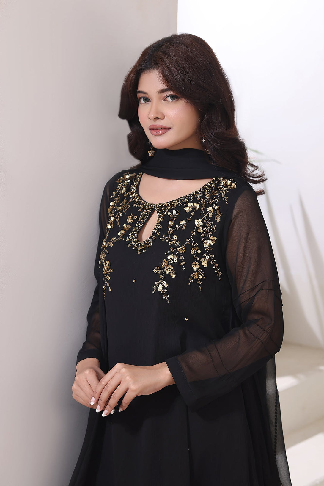 3-Piece Stitched Timeless Aqua Blue Hand-Embroidered Sheep