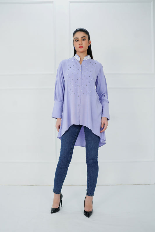 Sky Blue High-Low Shirt