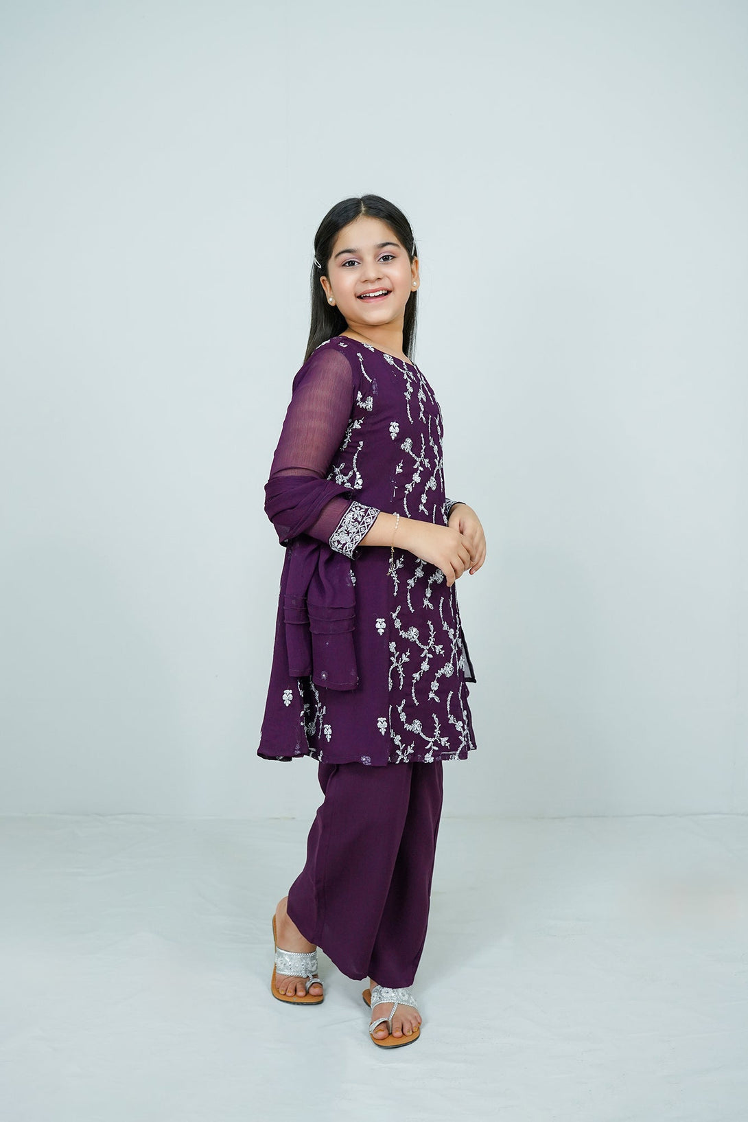 Purple Embroidered 3-Piece Set Sheep