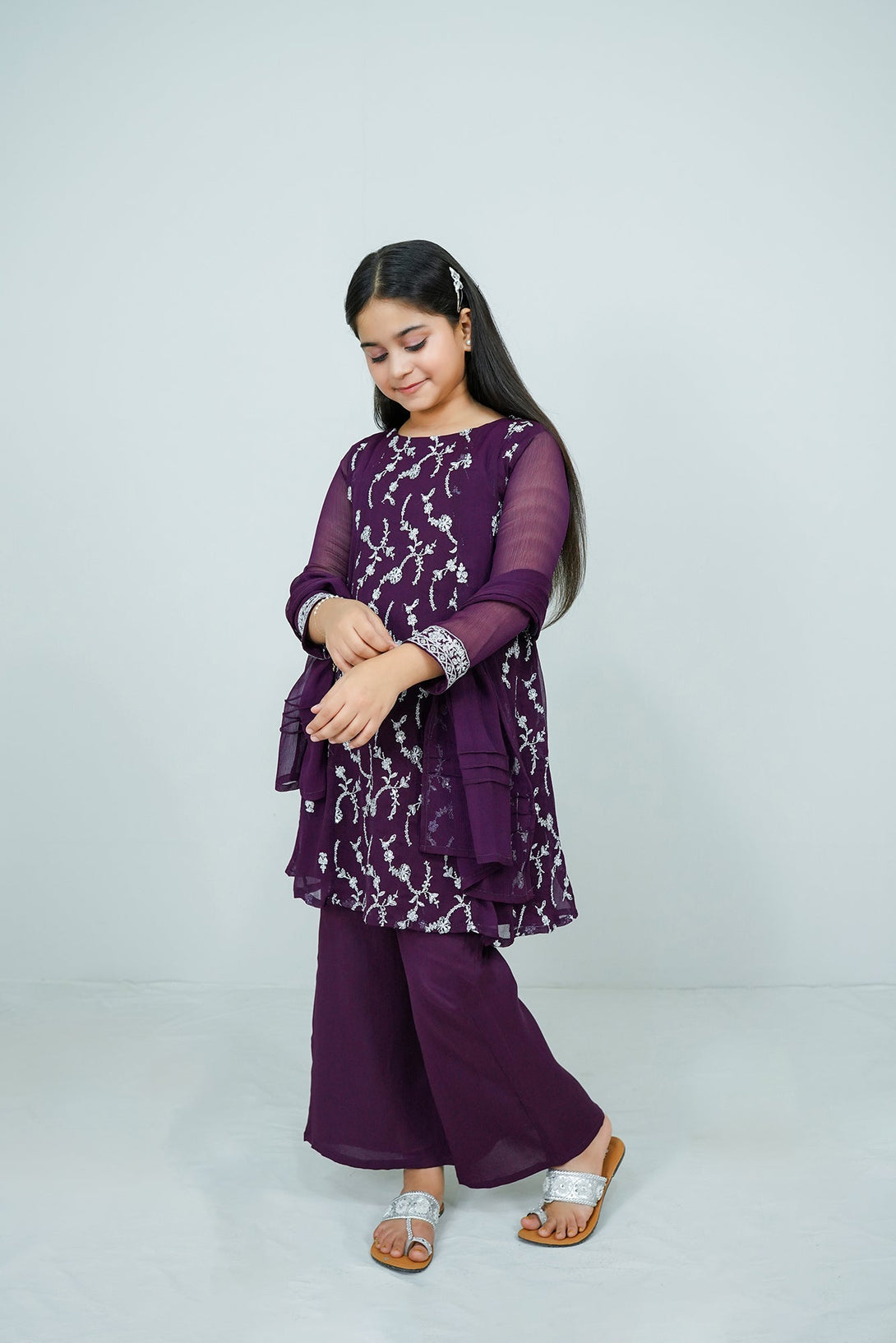 Purple Embroidered 3-Piece Set Sheep