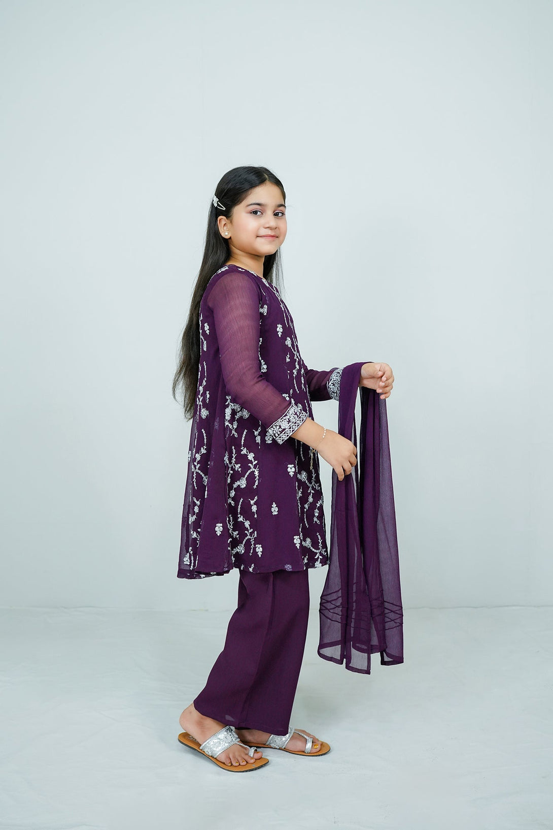 Purple Embroidered 3-Piece Set Sheep