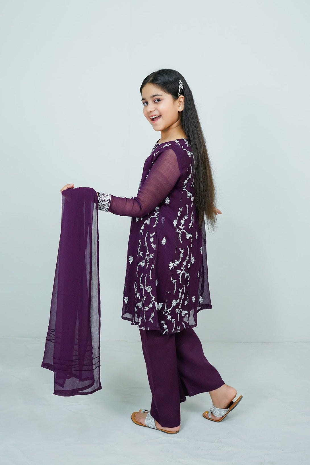 Purple Embroidered 3-Piece Set Sheep