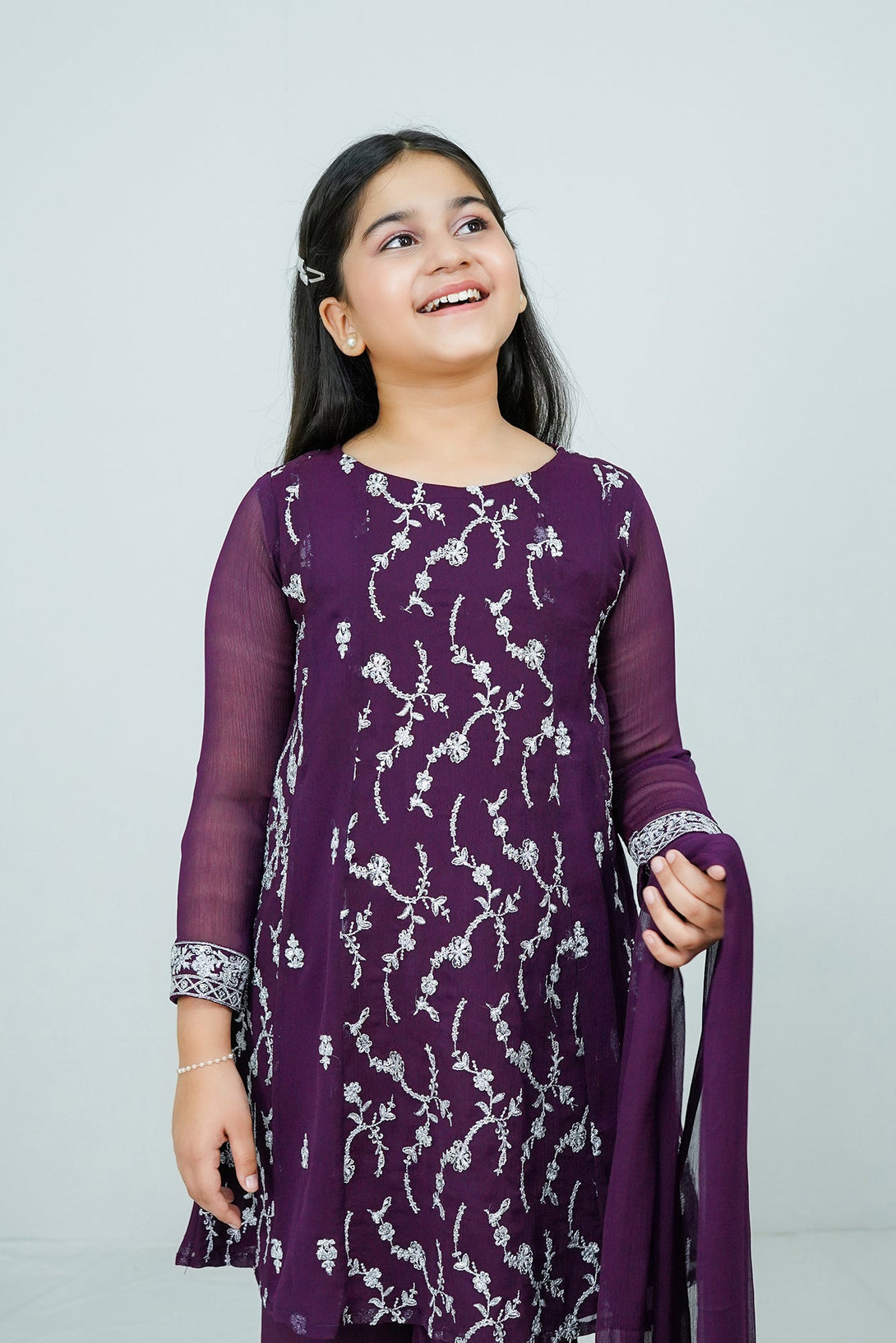 Purple Embroidered 3-Piece Set Sheep