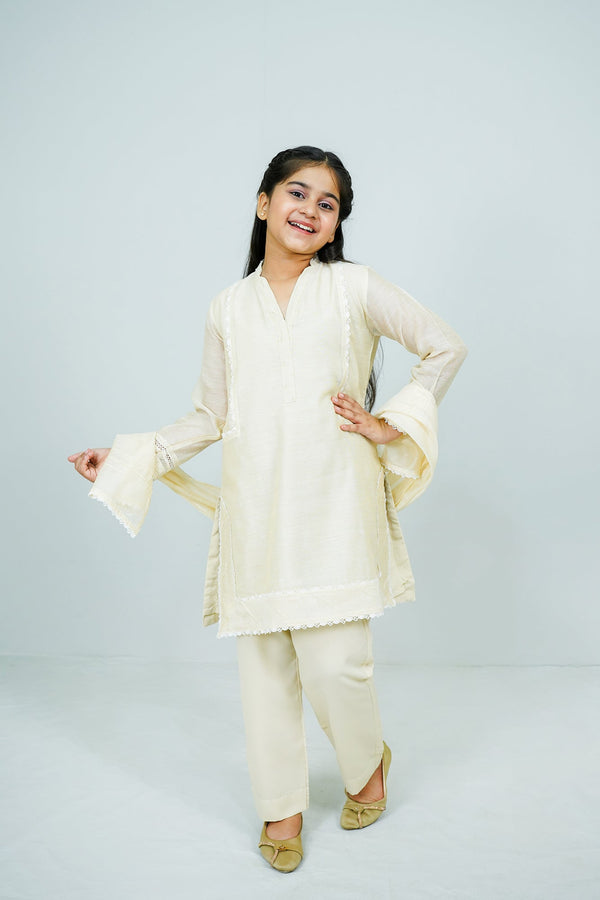 Beige Embroidered 3-Piece Set Sheep