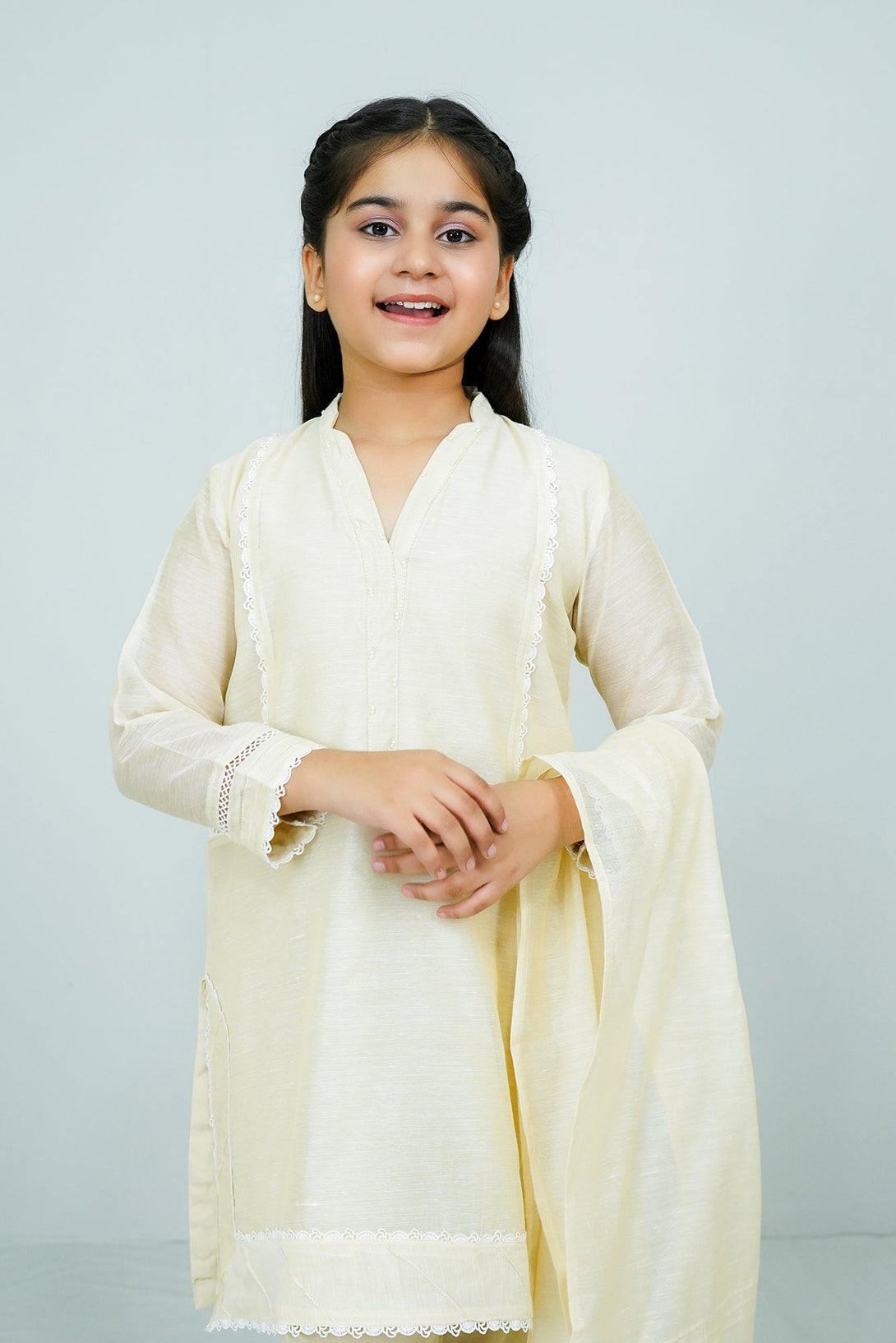 Beige Embroidered 3-Piece Set Sheep