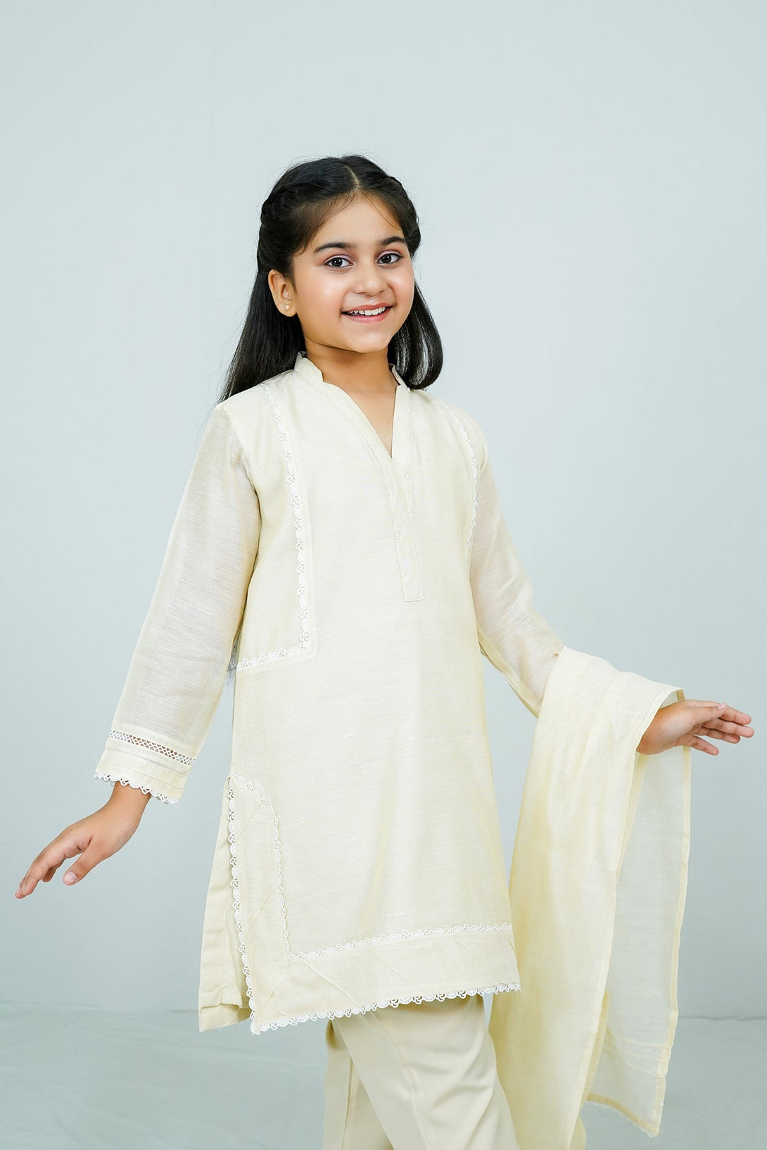 Beige Embroidered 3-Piece Set Sheep