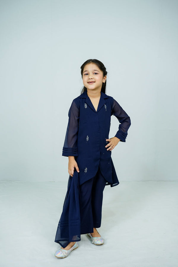 Navy Blue Handwork (adda) 3-Piece Set Sheep