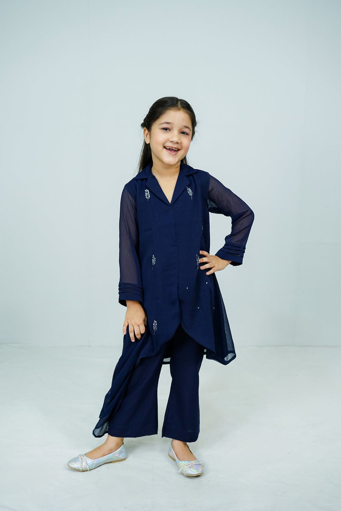 Navy Blue Handwork (adda) 3-Piece Set Sheep