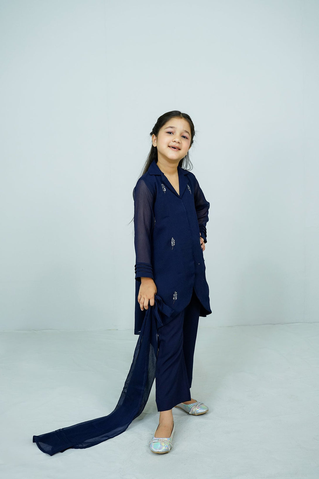 Navy Blue Handwork (adda) 3-Piece Set Sheep