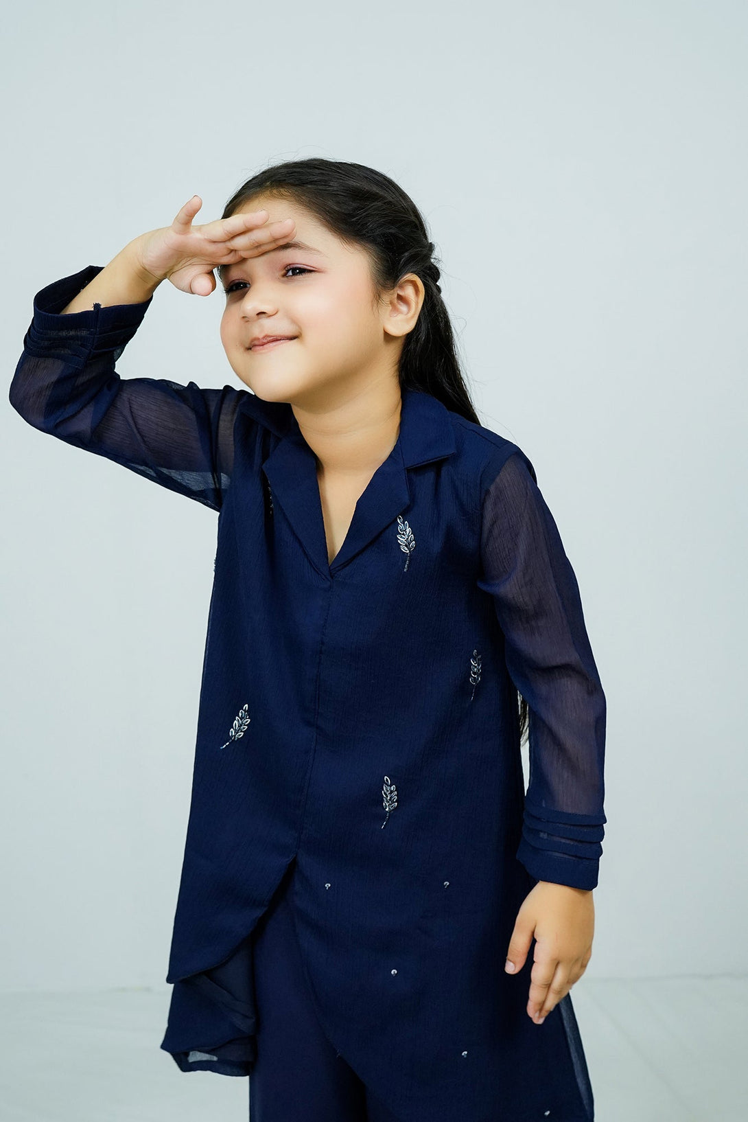 Navy Blue Handwork (adda) 3-Piece Set Sheep