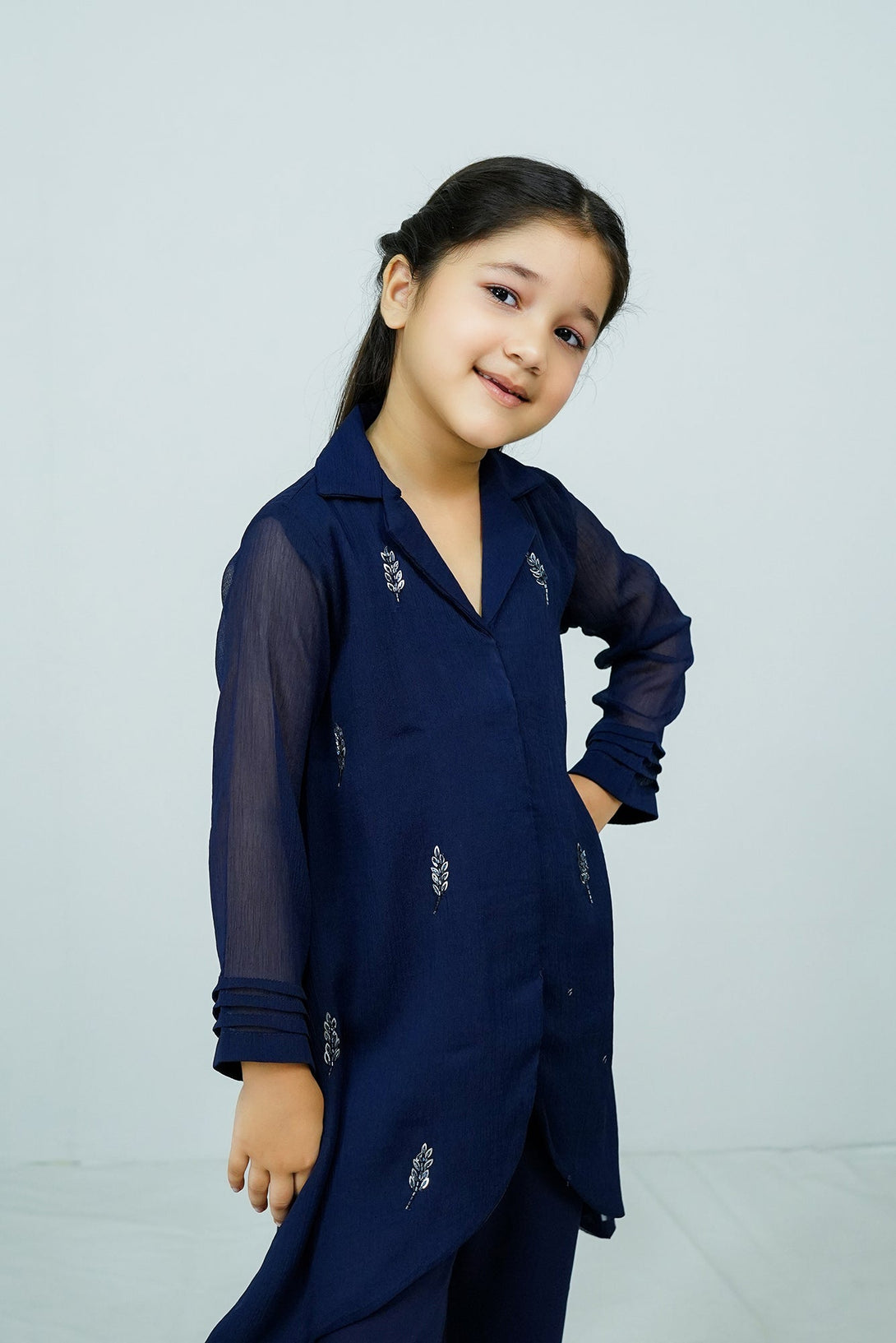 Navy Blue Handwork (adda) 3-Piece Set Sheep