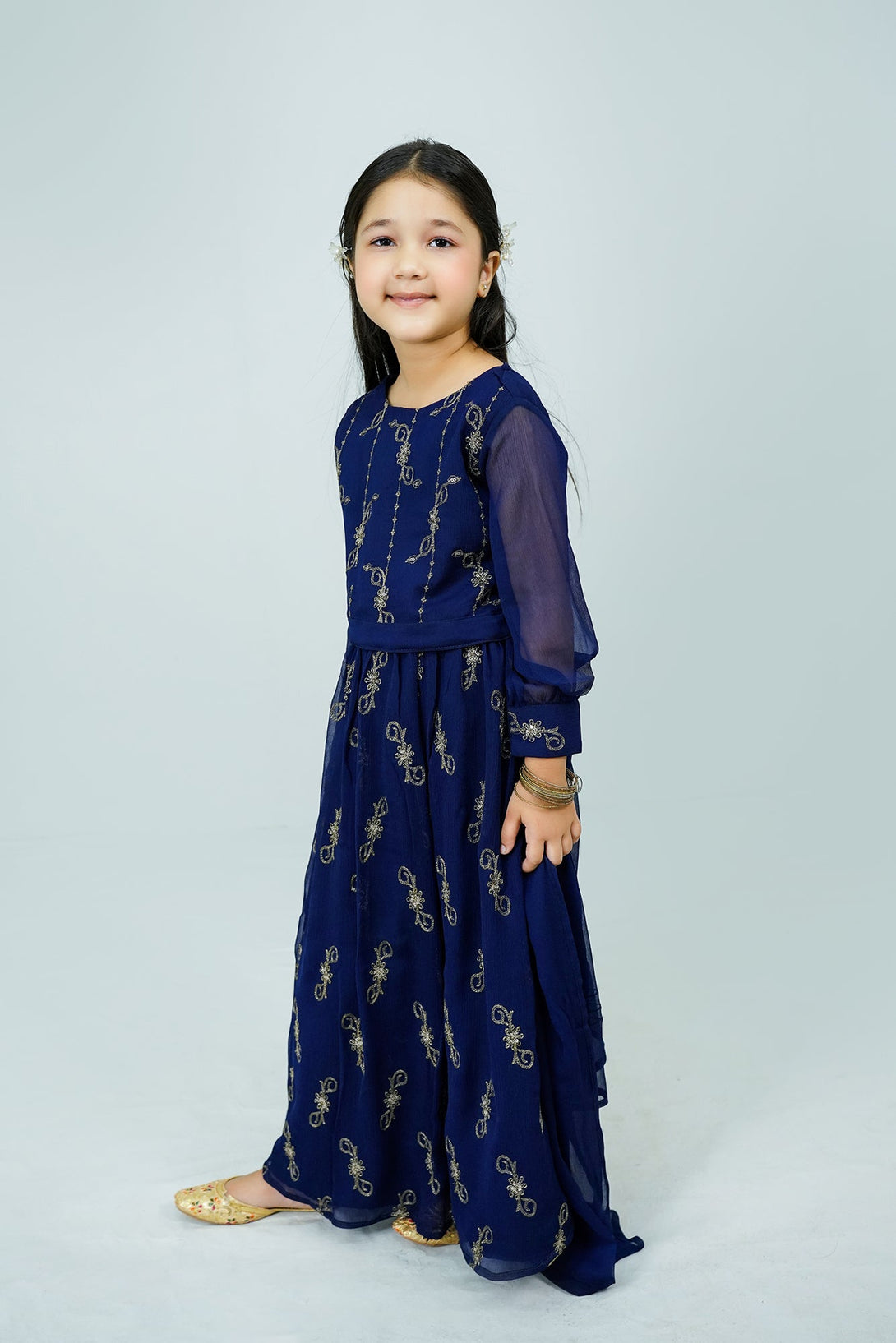 Navy blue Embroidered 3-Piece Set Sheep