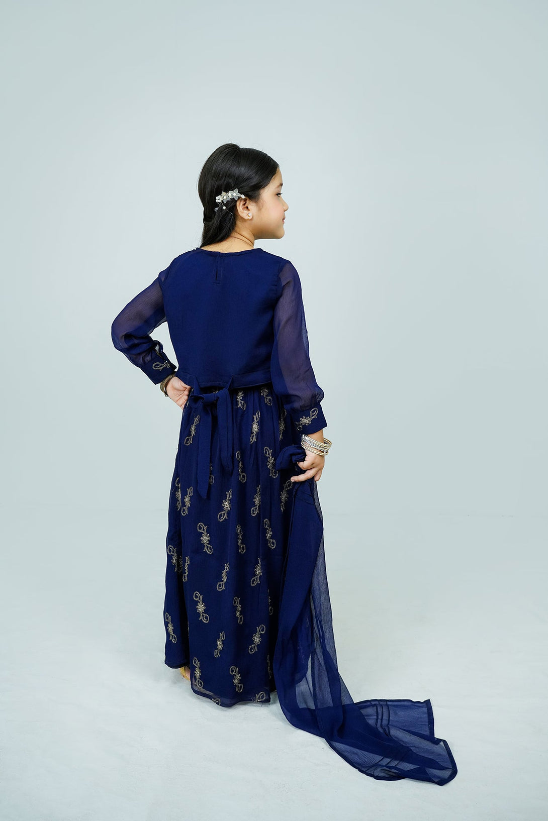 Navy blue Embroidered 3-Piece Set Sheep