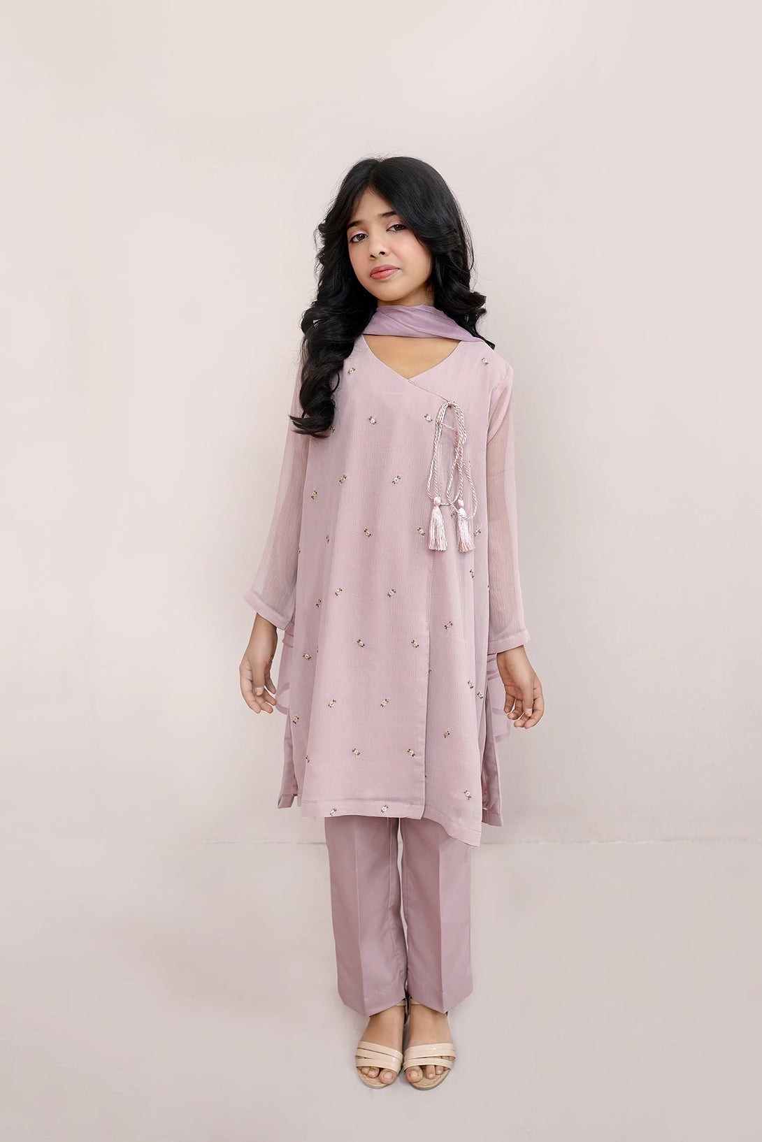 Tea Pink Embroidered Chiffon Sheep