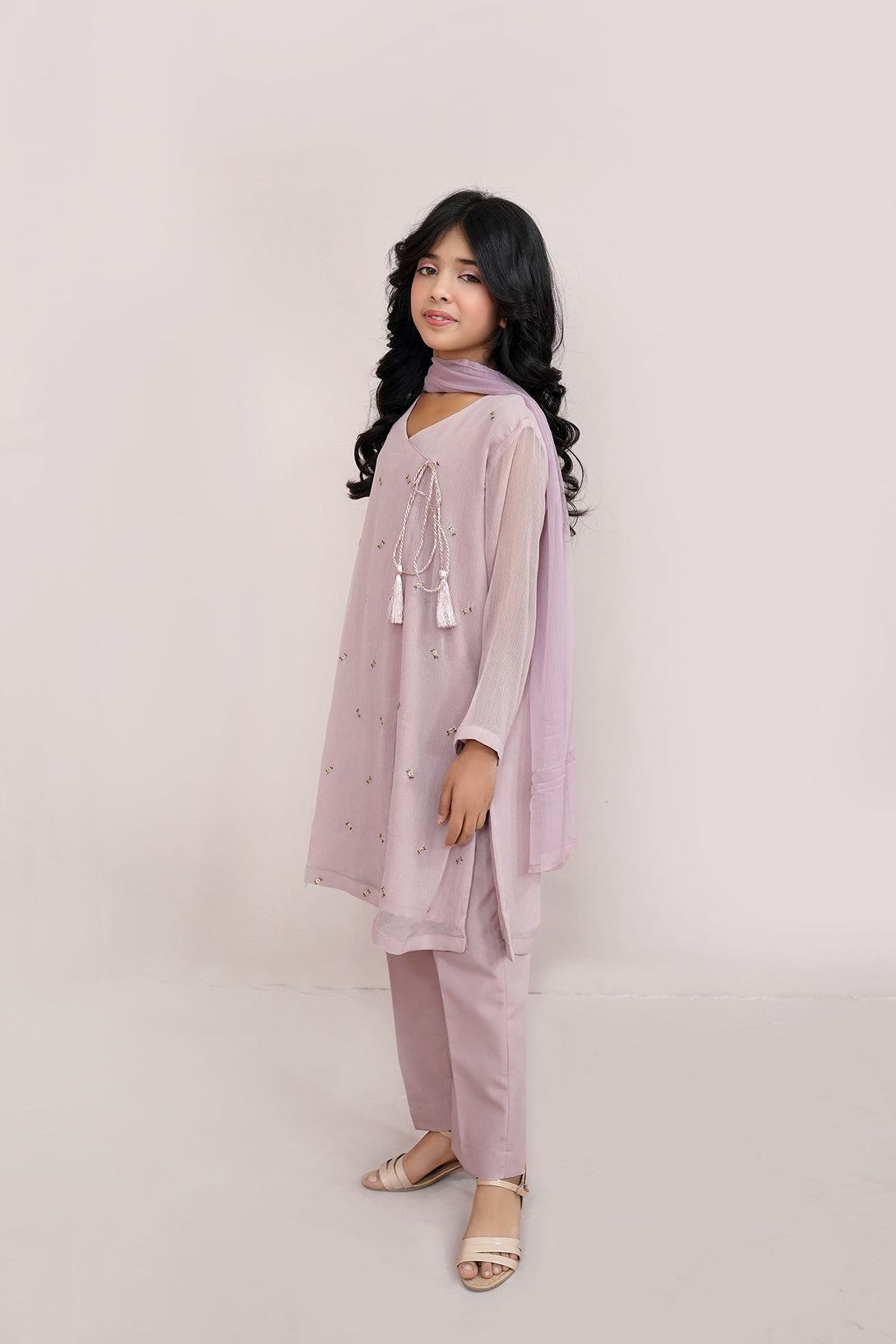 Tea Pink Embroidered Chiffon Sheep