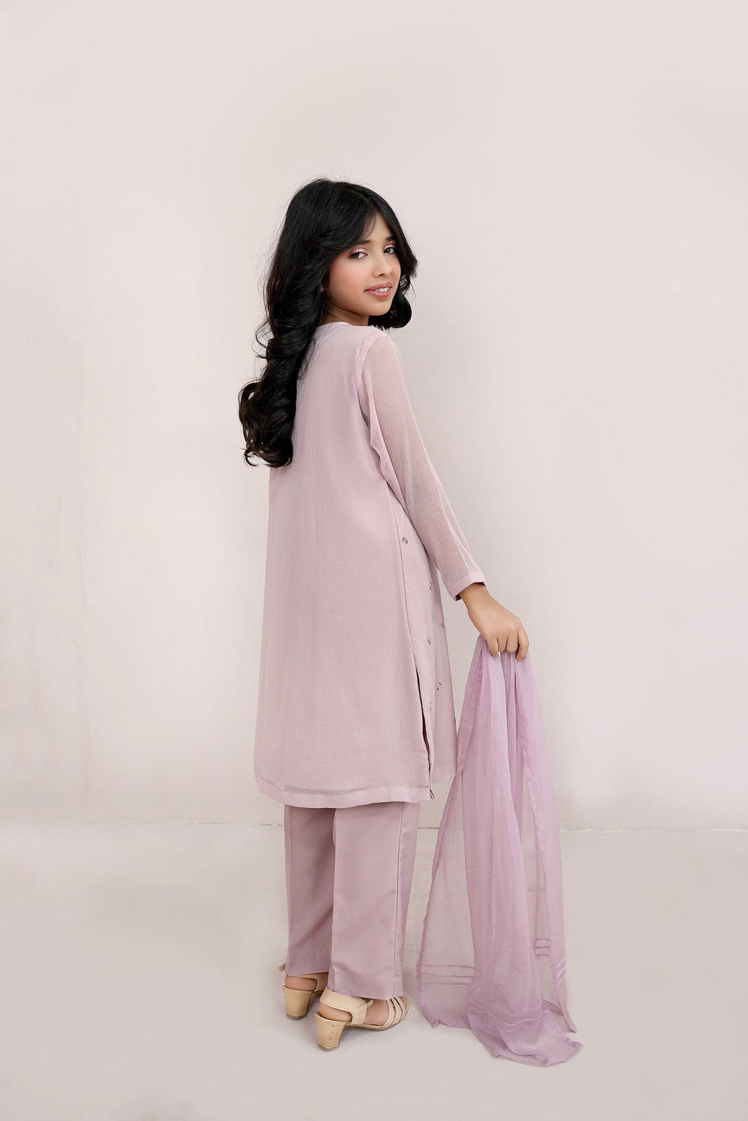 Tea Pink Embroidered Chiffon Sheep