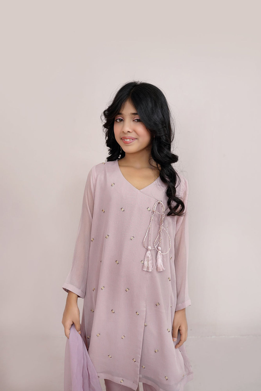 Tea Pink Embroidered Chiffon Sheep