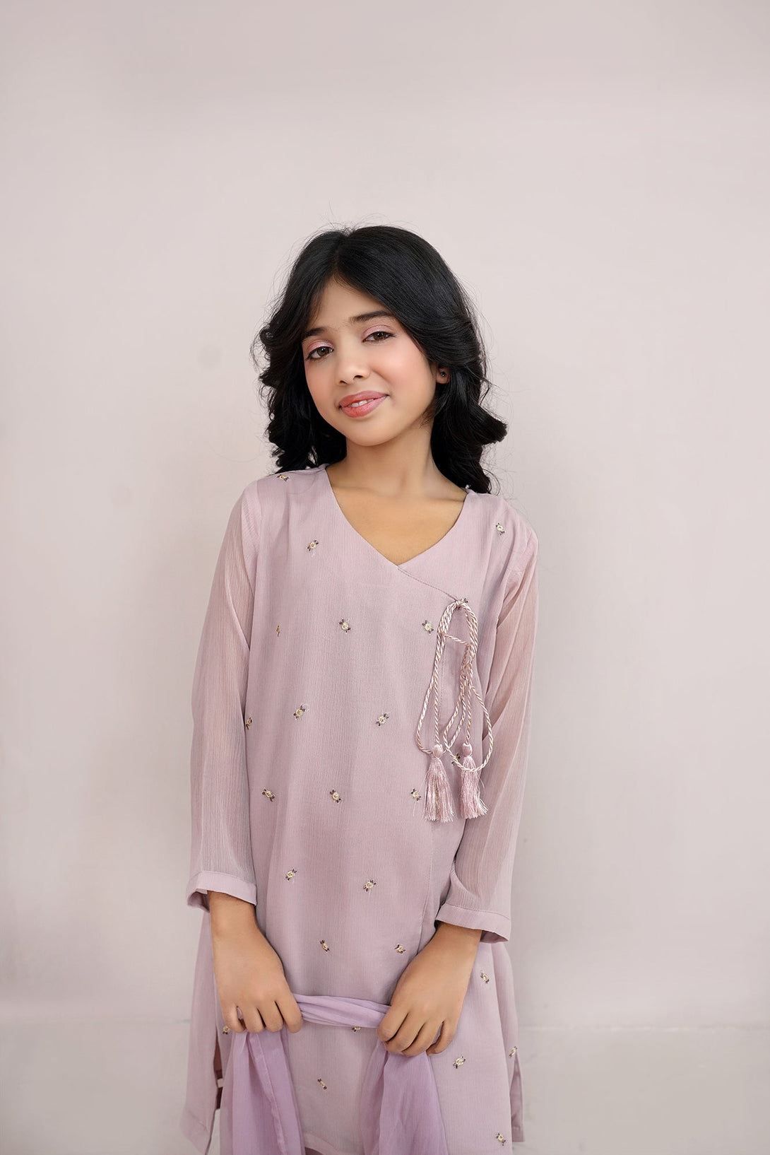 Tea Pink Embroidered Chiffon Sheep