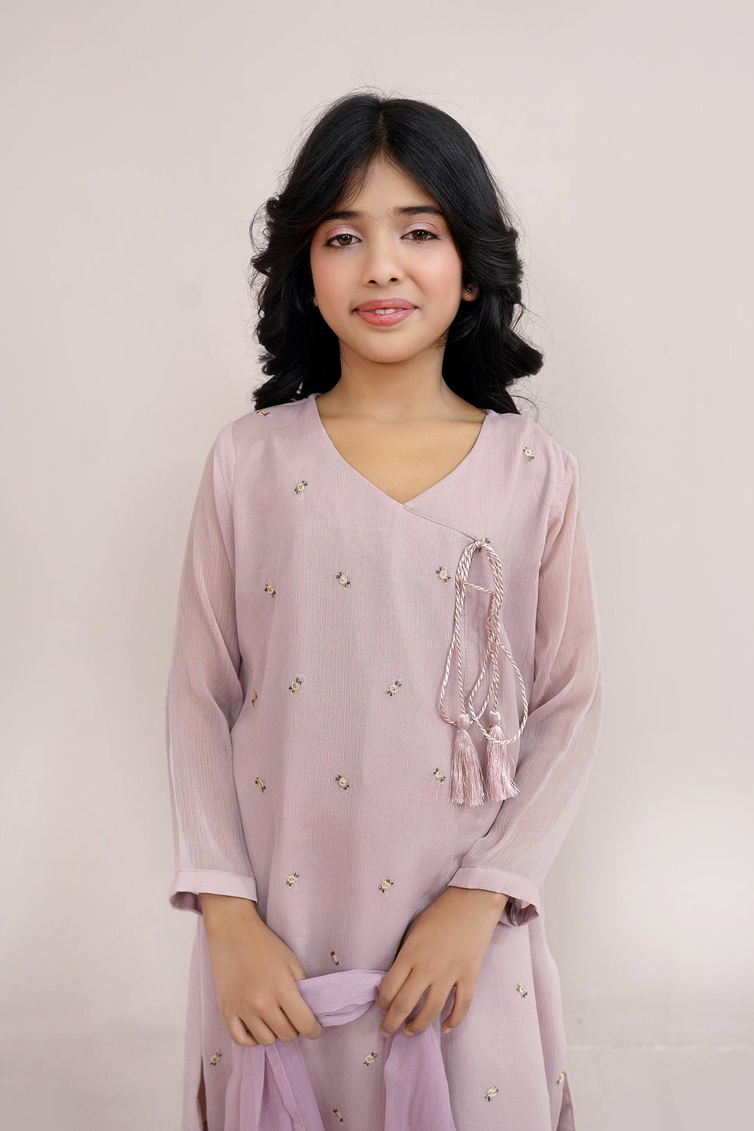 Tea Pink Embroidered Chiffon Sheep