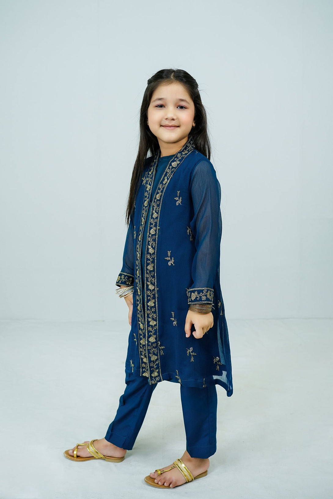 Navy Blue Embroidered 3-Piece Set Sheep