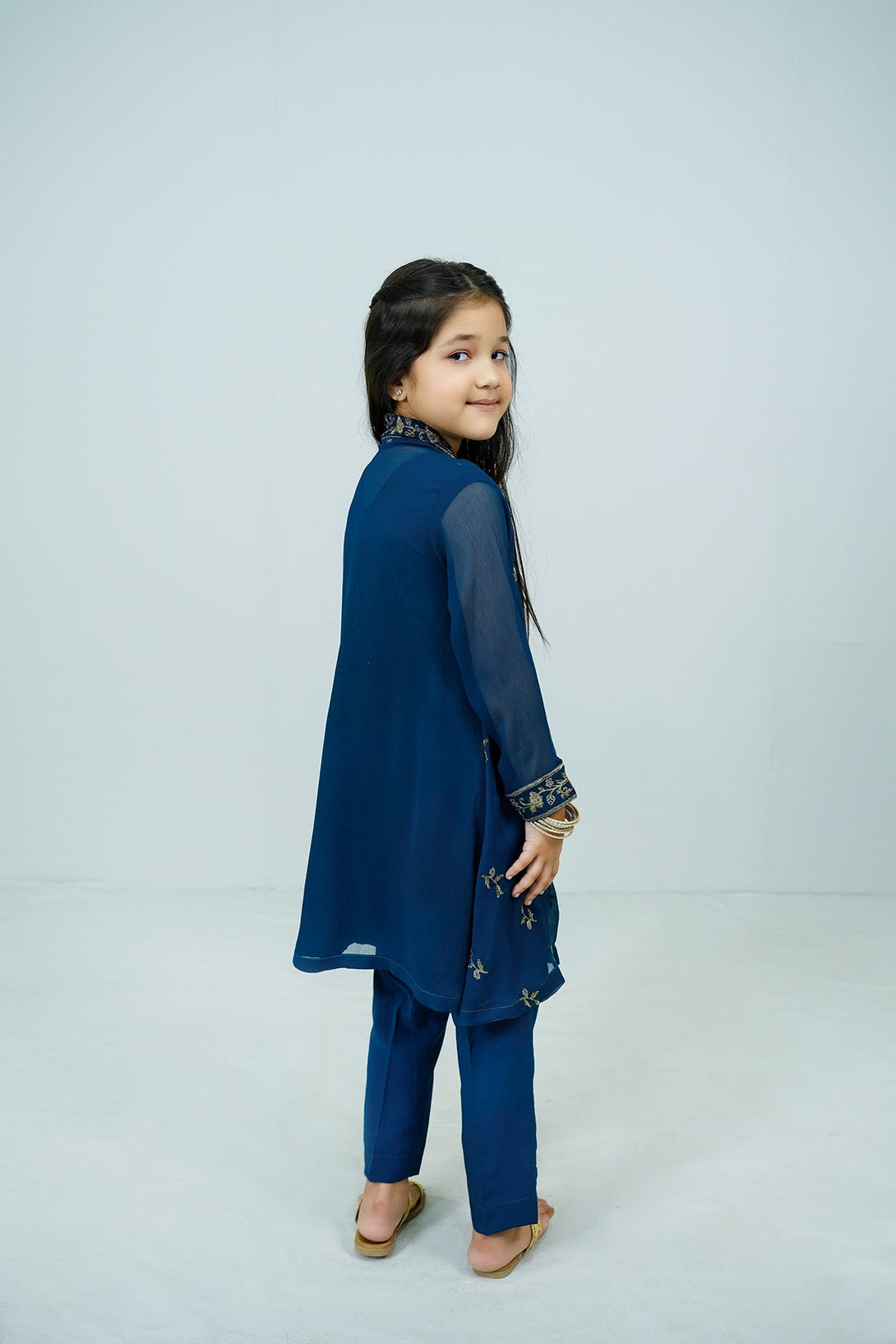 Navy Blue Embroidered 3-Piece Set Sheep