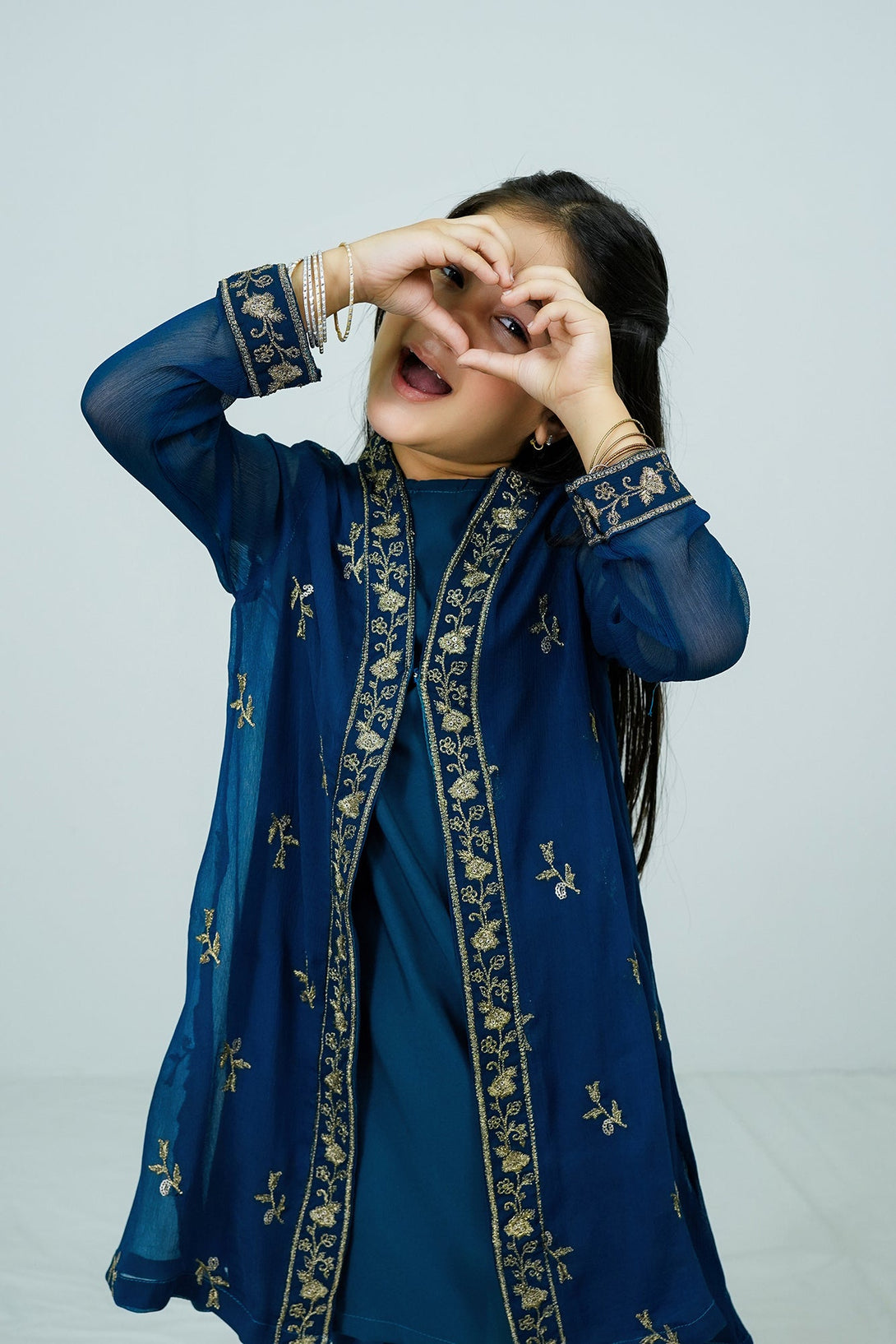 Navy Blue Embroidered 3-Piece Set Sheep