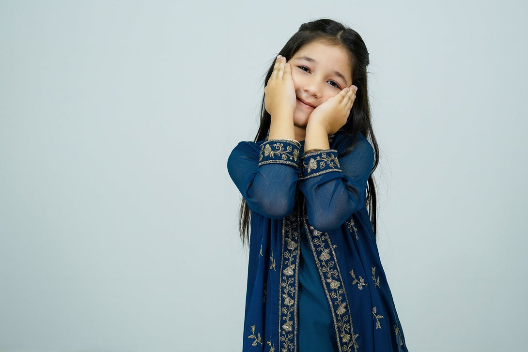 Navy Blue Embroidered 3-Piece Set Sheep
