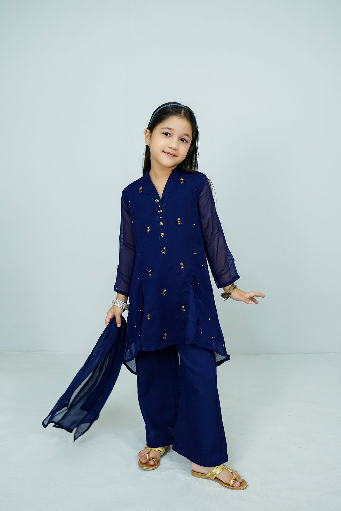 Navy Blue Handwork (adda) 3-Piece Set Sheep