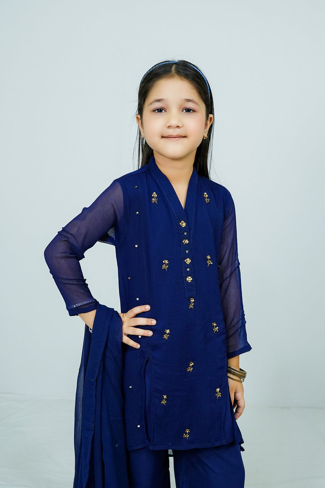Navy Blue Handwork (adda) 3-Piece Set Sheep