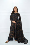 Black Screen Print Anarkali Set 3-Piece Stitched