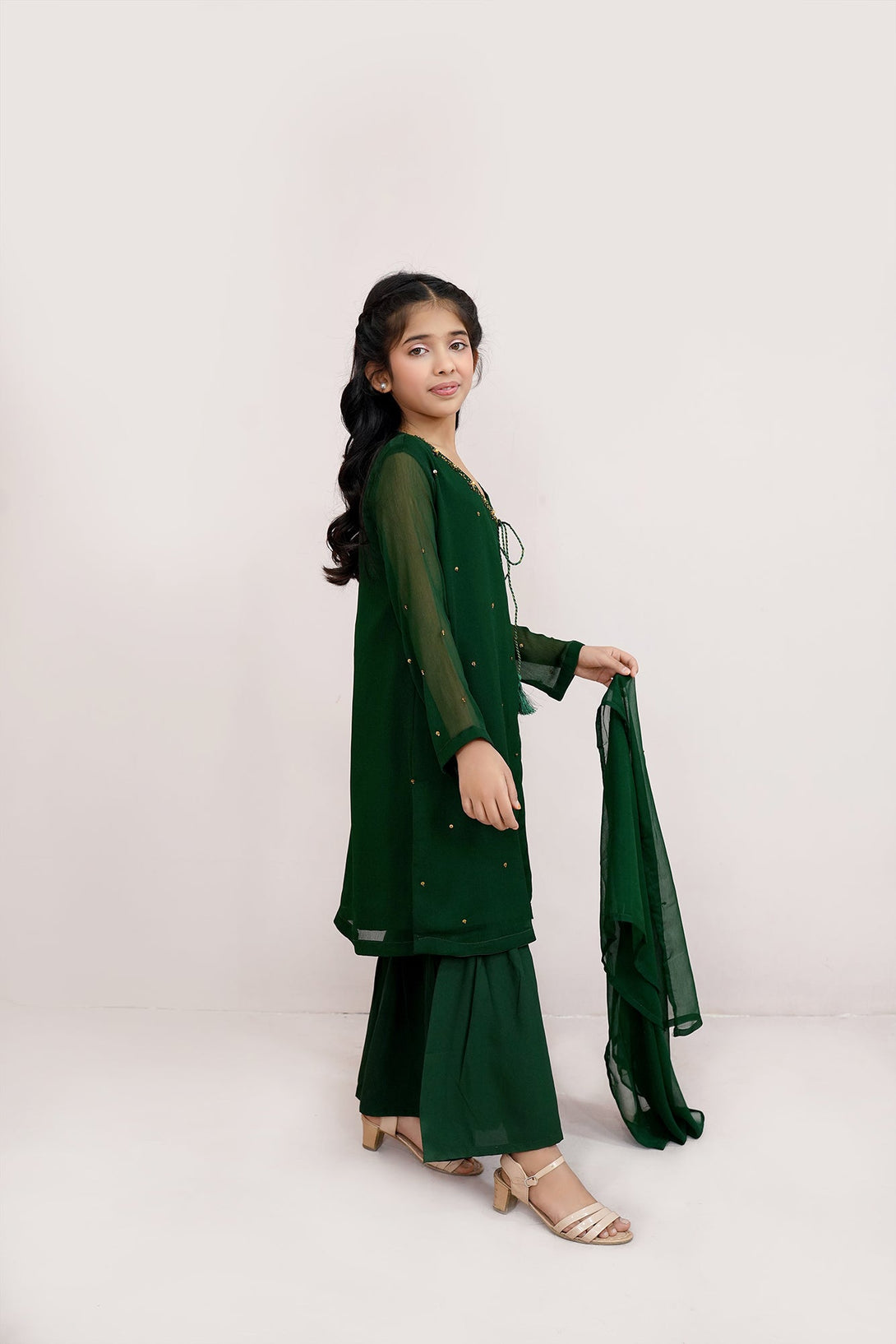 Kai Green Embroidered Chiffon Sheep