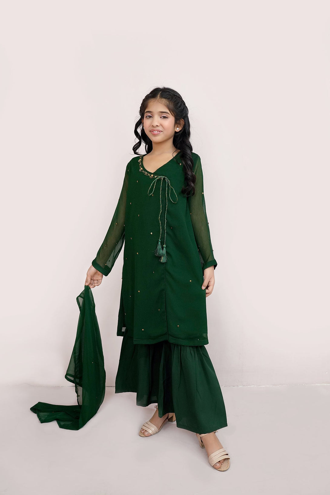 Kai Green Embroidered Chiffon Sheep