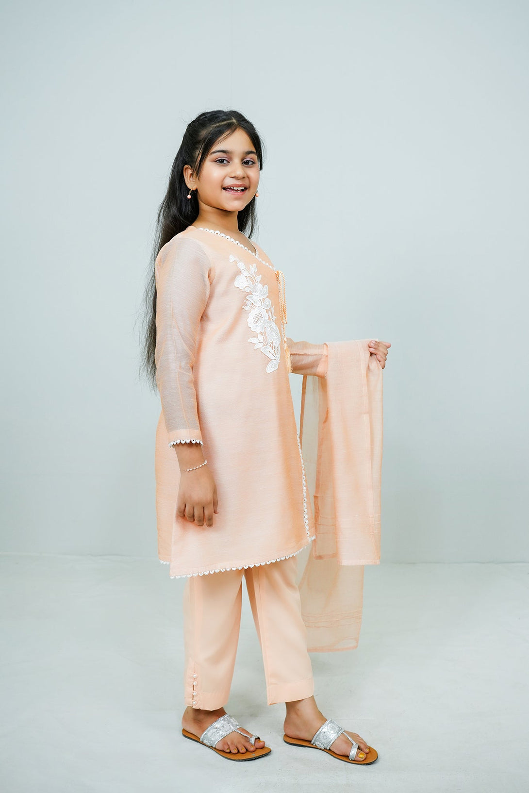 Peach Embroidered 3-Piece Set Sheep