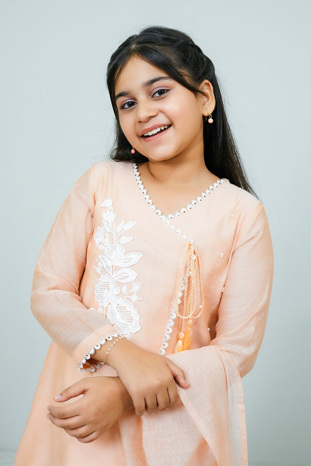 Peach Embroidered 3-Piece Set Sheep