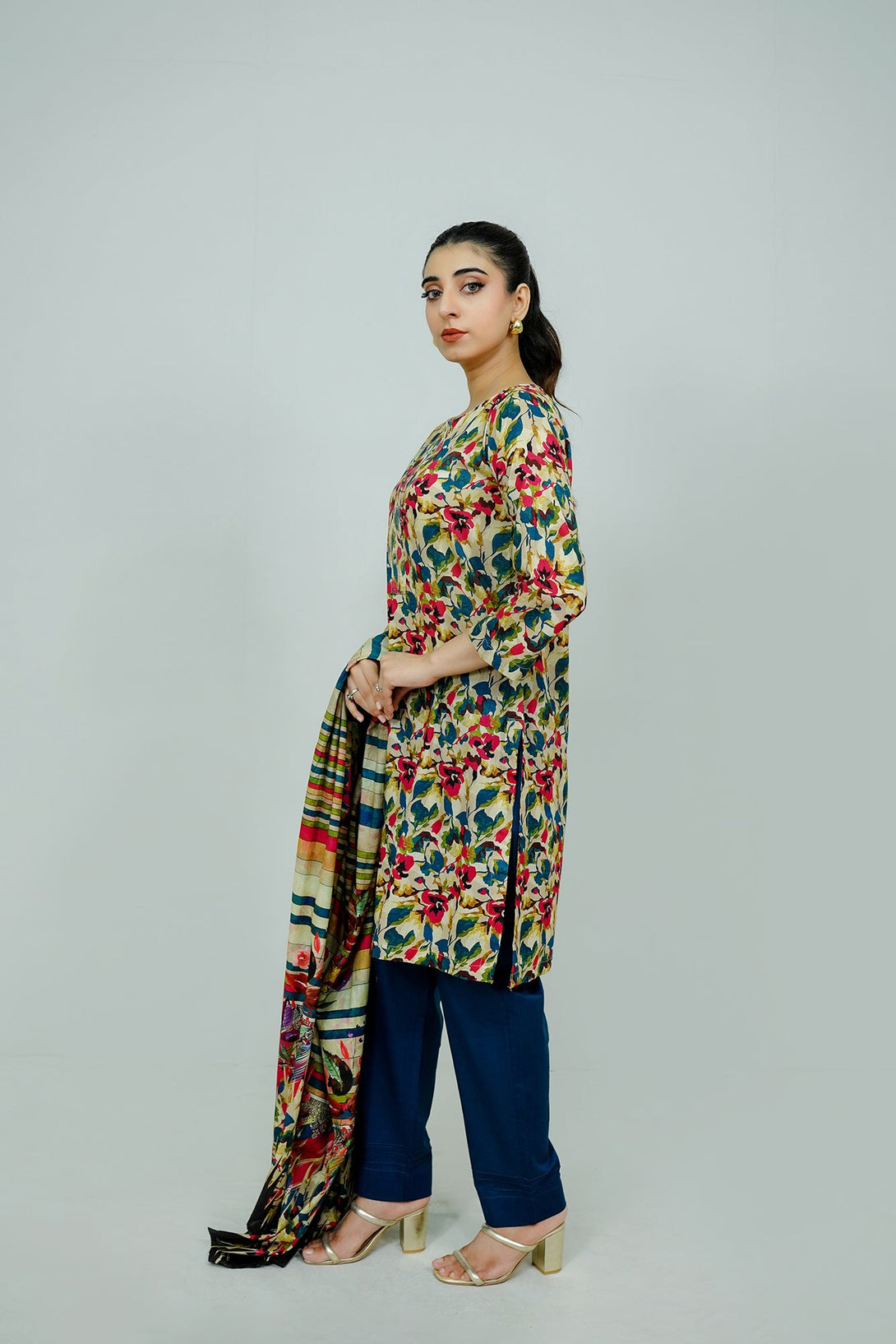 Beige Embroidered  stitched 3-piece Sheep