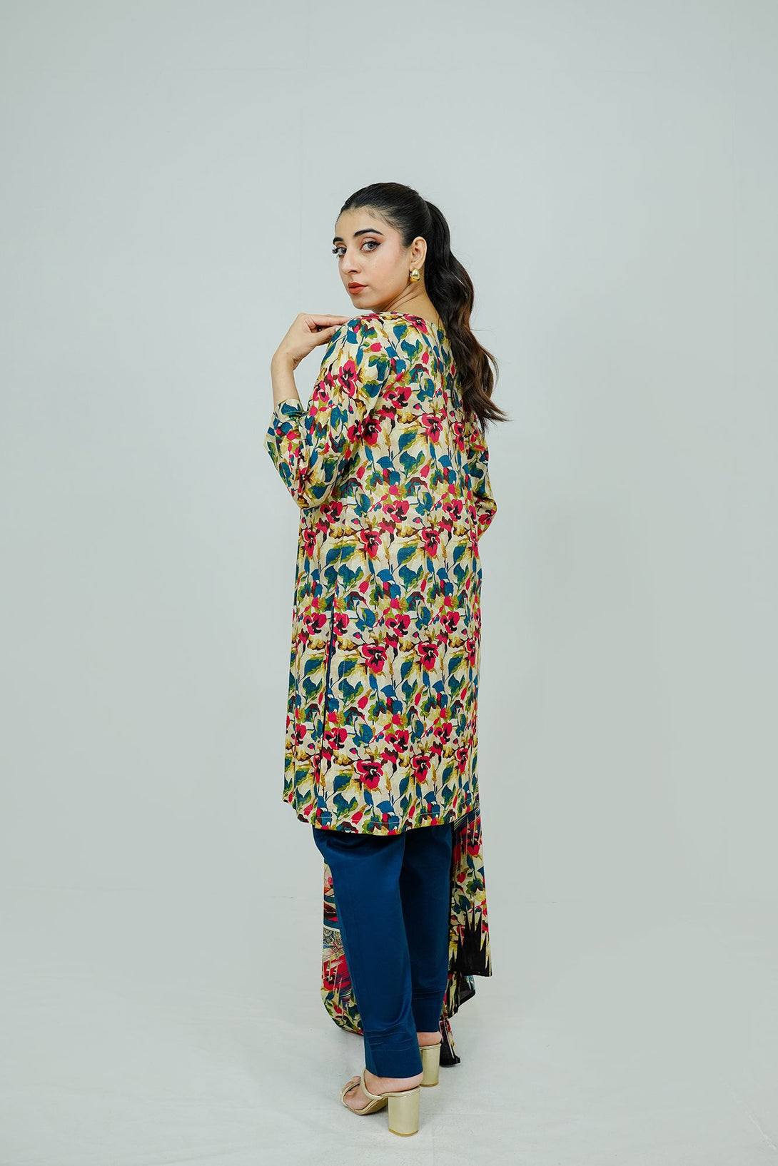 Beige Embroidered  stitched 3-piece Sheep