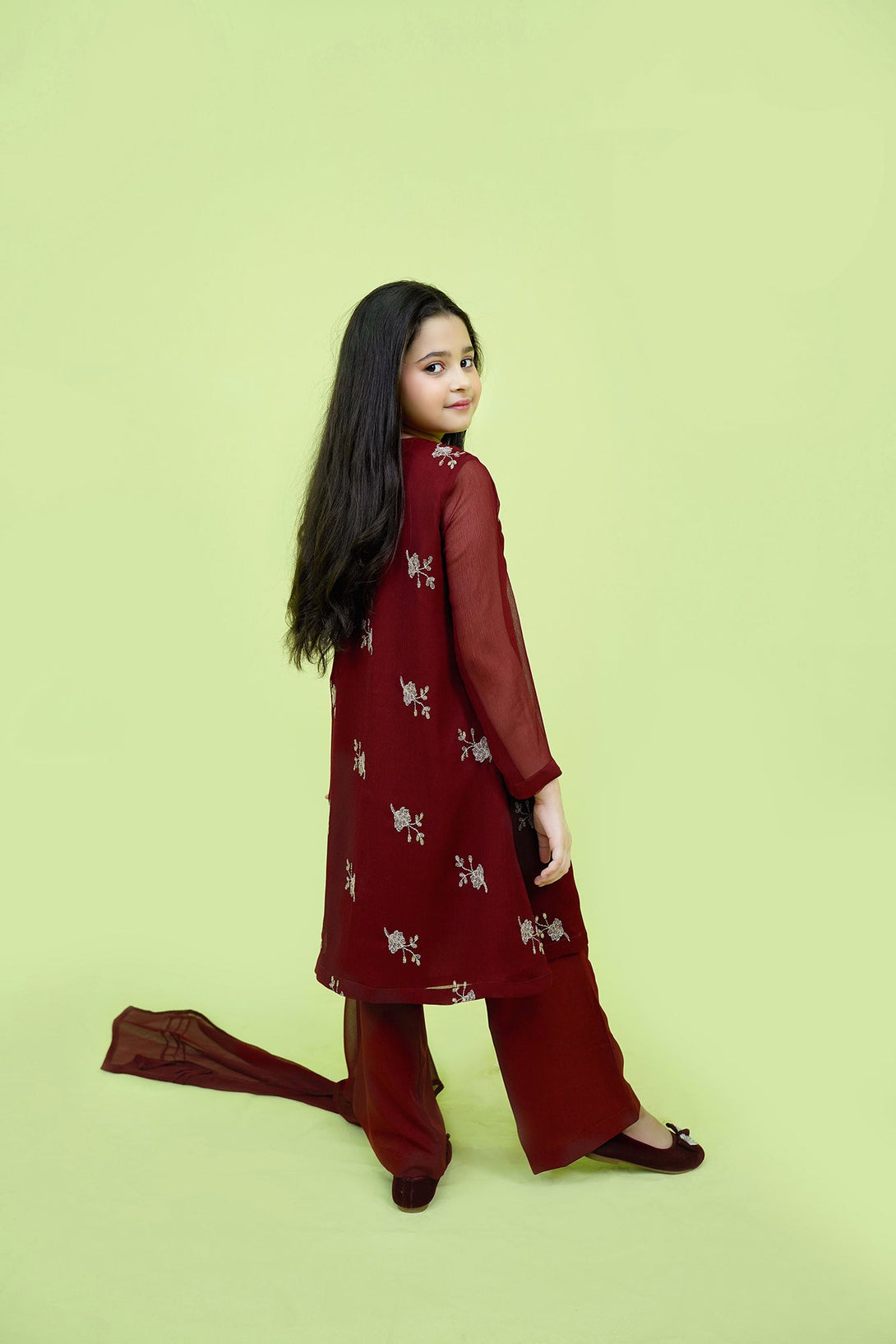 Maroon Embroidered 3-Piece Set Sheep