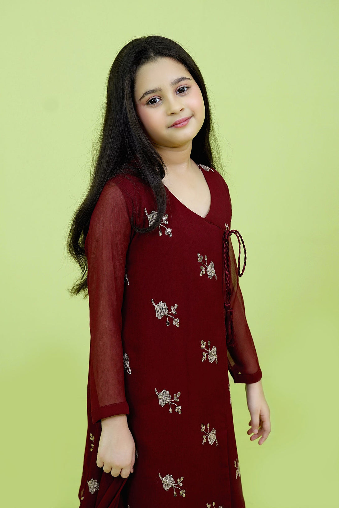 Maroon Embroidered 3-Piece Set Sheep