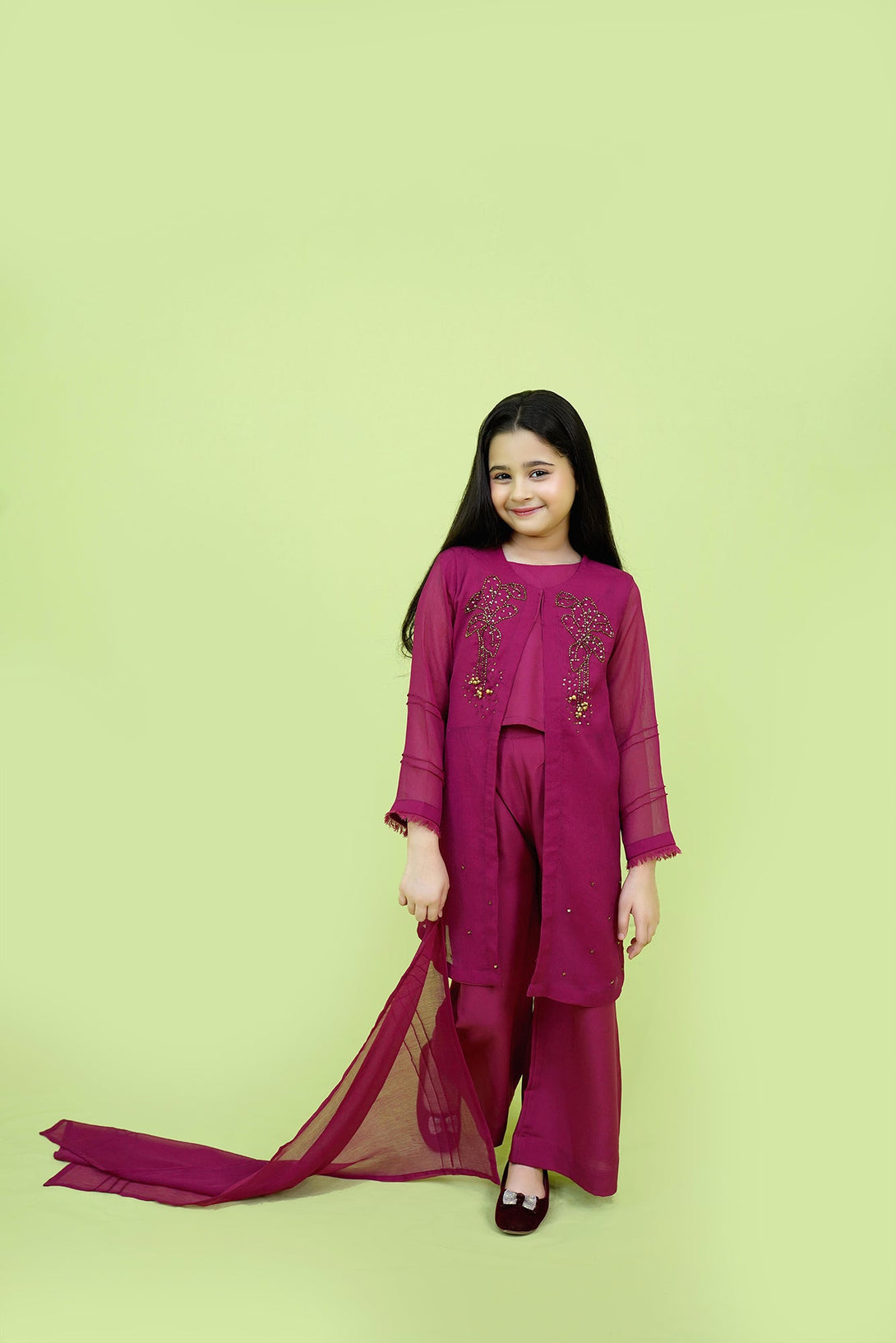 Fuchsia Embroidered 3-Piece Set Sheep