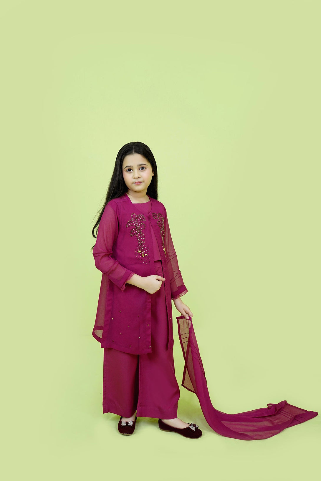 Fuchsia Embroidered 3-Piece Set Sheep