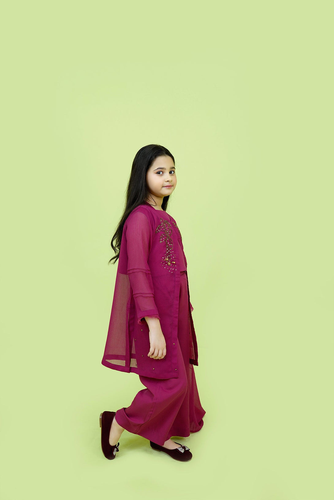 Fuchsia Embroidered 3-Piece Set Sheep
