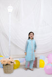 Chambray Blue Embroidered Chiffon Shirt & Trouser Set