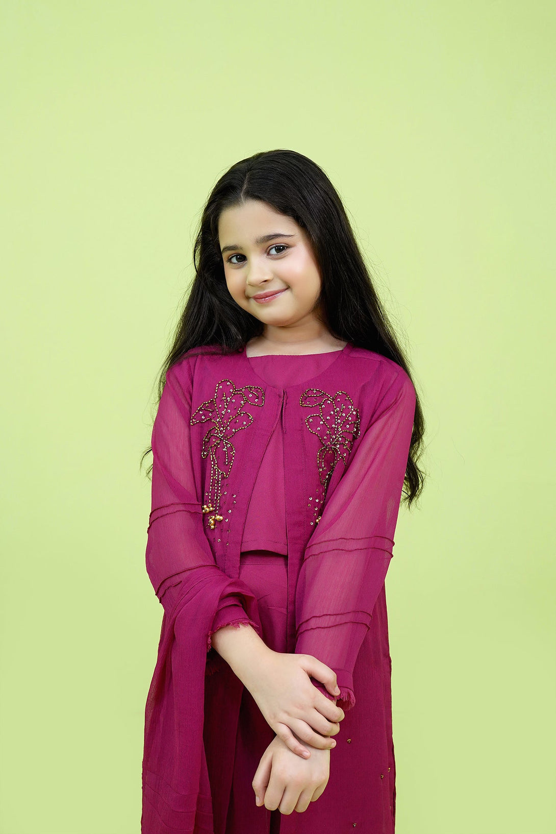 Fuchsia Embroidered 3-Piece Set Sheep