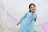 Chambray Blue Embroidered Chiffon Shirt & Trouser Set