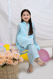 Chambray Blue Embroidered Chiffon Shirt & Trouser Set