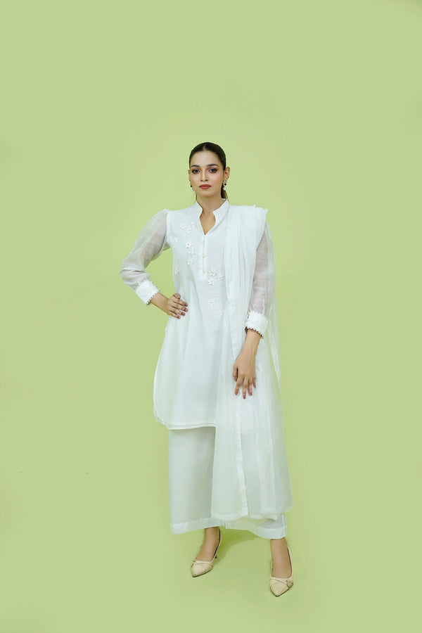 White Embroidered 3-Piece Set Sheep