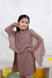 Peanut Brown Embellished Chiffon Cape & Malai Crepe Trouser Set