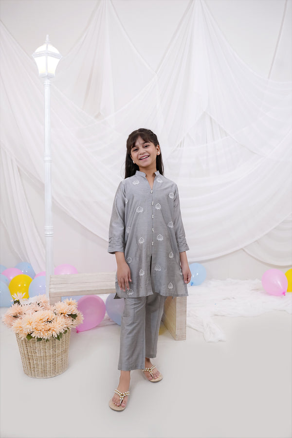 2-Piece Set Fossil Gray Katan Silk